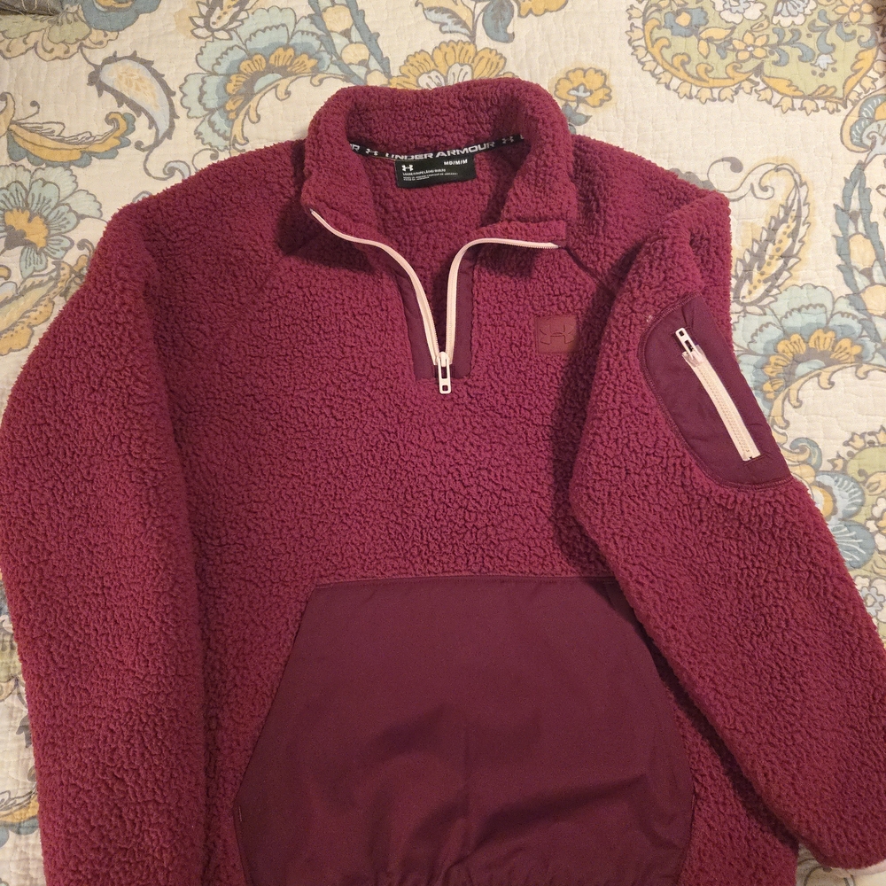 Womens Under Armour Maroon Fleece Sherpa Pullover
